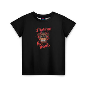 Детская футболка 3D с принтом Five Nights At Freddy`s в Петрозаводске, 100% гипоаллергенный полиэфир | прямой крой, круглый вырез горловины, длина до линии бедер, чуть спущенное плечо, ткань немного тянется | 