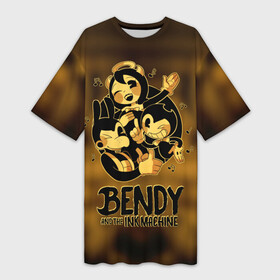 Платье-футболка 3D с принтом Bendy and the ink machine (32) в Петрозаводске,  |  | bendy | bendy and the ink machine | game | horror | ink | machine | trend | video game | бенди | бэнди