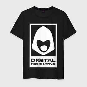 Мужская футболка хлопок с принтом Digital Resistance white в Петрозаводске, 100% хлопок | прямой крой, круглый вырез горловины, длина до линии бедер, слегка спущенное плечо. | 
