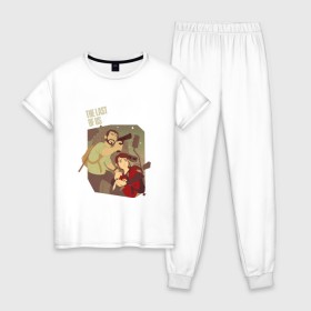 Женская пижама хлопок с принтом The Last of Us в Петрозаводске, 100% хлопок | брюки и футболка прямого кроя, без карманов, на брюках мягкая резинка на поясе и по низу штанин | the last of us | гриб | грибы | джоэл | кордицепс | пиратs | элли