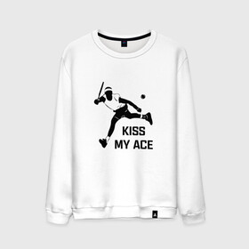 Мужской свитшот хлопок с принтом Kiss My Ace в Петрозаводске, 100% хлопок |  | Тематика изображения на принте: теннис