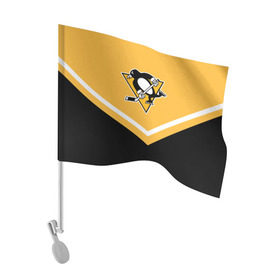Флаг для автомобиля с принтом Pittsburgh Penguins (Форма 1) в Петрозаводске, 100% полиэстер | Размер: 30*21 см | питтсбург пингвинз