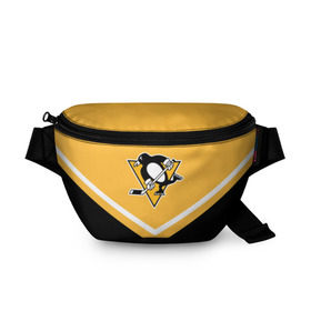 Поясная сумка 3D с принтом Pittsburgh Penguins (Форма 1) в Петрозаводске, 100% полиэстер | плотная ткань, ремень с регулируемой длиной, внутри несколько карманов для мелочей, основное отделение и карман с обратной стороны сумки застегиваются на молнию | питтсбург пингвинз