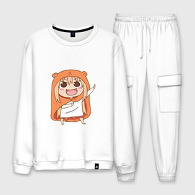 Мужской костюм хлопок с принтом Umaru Chan в Петрозаводске, 100% хлопок | на свитшоте круглая горловина, мягкая резинка по низу. Брюки заужены к низу, на них два вида карманов: два “обычных” по бокам и два объемных, с клапанами, расположенные ниже линии бедра. Брюки с мягкой трикотажной резинкой на поясе и по низу штанин. В поясе для дополнительного комфорта — широкие завязки | anime | аниме | анимэ | умару