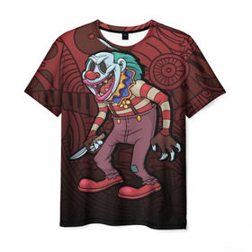 Мужская футболка 3D с принтом Злой клоун в Петрозаводске, 100% полиэфир | прямой крой, круглый вырез горловины, длина до линии бедер | Тематика изображения на принте: зло | смех | цирк