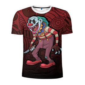 Мужская футболка 3D спортивная с принтом Злой клоун в Петрозаводске, 100% полиэстер с улучшенными характеристиками | приталенный силуэт, круглая горловина, широкие плечи, сужается к линии бедра | Тематика изображения на принте: зло | смех | цирк