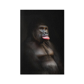 Обложка для паспорта матовая кожа с принтом Горилла в Петрозаводске, натуральная матовая кожа | размер 19,3 х 13,7 см; прозрачные пластиковые крепления | горилла | животные | обезьяна | прикол | природа | смешно | юмор | язык