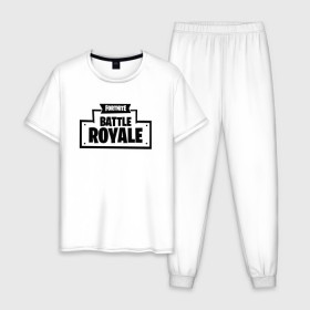 Мужская пижама хлопок с принтом Fortnite Battle Royale Logo в Петрозаводске, 100% хлопок | брюки и футболка прямого кроя, без карманов, на брюках мягкая резинка на поясе и по низу штанин
 | 