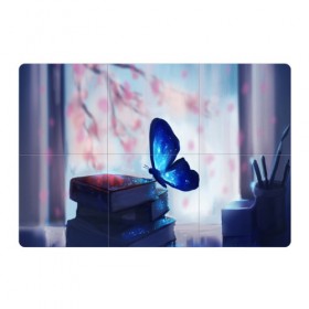 Магнитный плакат 3Х2 с принтом Волшебная бабочка в Петрозаводске, Полимерный материал с магнитным слоем | 6 деталей размером 9*9 см | бабочка | волшебная бабочка | голубая бабочка | книги | насекомая | насекомое | пыльца | синея бабочка