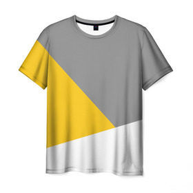 Мужская футболка 3D с принтом Серый, желтый, белый-идеальное сочетание! в Петрозаводске, 100% полиэфир | прямой крой, круглый вырез горловины, длина до линии бедер | 