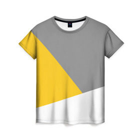 Женская футболка 3D с принтом Серый, желтый, белый-идеальное сочетание! в Петрозаводске, 100% полиэфир ( синтетическое хлопкоподобное полотно) | прямой крой, круглый вырез горловины, длина до линии бедер | 