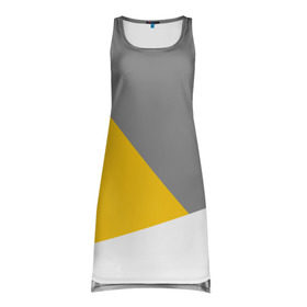 Платье-майка 3D с принтом Серый, желтый, белый-идеальное сочетание! в Петрозаводске, 100% полиэстер | полуприлегающий силуэт, широкие бретели, круглый вырез горловины, удлиненный подол сзади. | 
