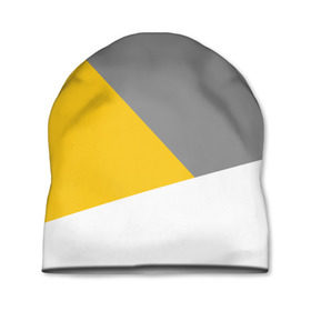 Шапка 3D с принтом Серый, желтый, белый-идеальное сочетание! в Петрозаводске, 100% полиэстер | универсальный размер, печать по всей поверхности изделия | 