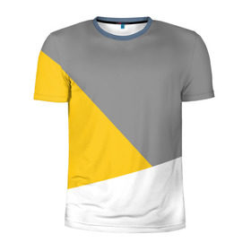 Мужская футболка 3D спортивная с принтом Серый, желтый, белый-идеальное сочетание! в Петрозаводске, 100% полиэстер с улучшенными характеристиками | приталенный силуэт, круглая горловина, широкие плечи, сужается к линии бедра | 