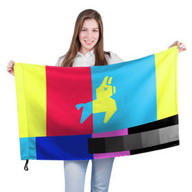 Флаг 3D с принтом Лама Фортнайт в Петрозаводске, 100% полиэстер | плотность ткани — 95 г/м2, размер — 67 х 109 см. Принт наносится с одной стороны | battle royale | fortnite | lama | батл рояль | лама | фортнайт
