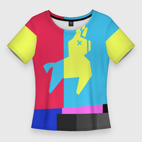 Женская футболка 3D Slim с принтом Лама Фортнайт в Петрозаводске,  |  | battle royale | fortnite | lama | батл рояль | лама | фортнайт