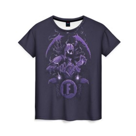 Женская футболка 3D с принтом Raven в Петрозаводске, 100% полиэфир ( синтетическое хлопкоподобное полотно) | прямой крой, круглый вырез горловины, длина до линии бедер | battle royale | fortnite | lama | raven | батл рояль | ворон | лама | фортнайт