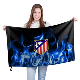 Флаг 3D с принтом ATLETICO MADRID в Петрозаводске, 100% полиэстер | плотность ткани — 95 г/м2, размер — 67 х 109 см. Принт наносится с одной стороны | атлетико мадрид | эмблема