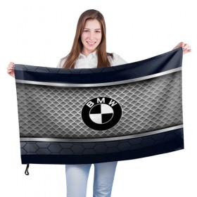 Флаг 3D с принтом BMW SPORT в Петрозаводске, 100% полиэстер | плотность ткани — 95 г/м2, размер — 67 х 109 см. Принт наносится с одной стороны | auto | bmw | car | авто | автомобиль | бмв | машина