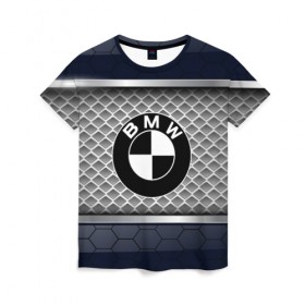 Женская футболка 3D с принтом BMW SPORT в Петрозаводске, 100% полиэфир ( синтетическое хлопкоподобное полотно) | прямой крой, круглый вырез горловины, длина до линии бедер | auto | bmw | car | авто | автомобиль | бмв | машина