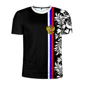 Мужская футболка 3D спортивная с принтом Россия в Петрозаводске, 100% полиэстер с улучшенными характеристиками | приталенный силуэт, круглая горловина, широкие плечи, сужается к линии бедра | rus | герб | двуглавый орел | россия | рф