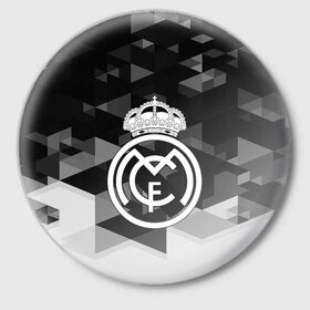 Значок с принтом FC Real Madrid sport geometry в Петрозаводске,  металл | круглая форма, металлическая застежка в виде булавки | abstraction | championship | fc | football | footer | polygon | real madrid | soccer | socker | sport | абстракция | одежда | спорт | спортивный | униформа | футбол | футбольный клуб | чемпионат