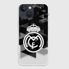 Чехол для iPhone 13 mini с принтом FC Real Madrid sport geometry в Петрозаводске,  |  | abstraction | championship | fc | football | footer | polygon | real madrid | soccer | socker | sport | абстракция | одежда | спорт | спортивный | униформа | футбол | футбольный клуб | чемпионат