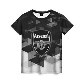 Женская футболка 3D с принтом FC Arsenal sport geometry 2018 в Петрозаводске, 100% полиэфир ( синтетическое хлопкоподобное полотно) | прямой крой, круглый вырез горловины, длина до линии бедер | 