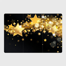 Магнитный плакат 3Х2 с принтом Золотые звездочки в Петрозаводске, Полимерный материал с магнитным слоем | 6 деталей размером 9*9 см | 3d | звездочки | звезды | золото | золотые звездочки | картинка | черный фон
