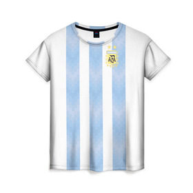Женская футболка 3D с принтом Сборная Аргентины в Петрозаводске, 100% полиэфир ( синтетическое хлопкоподобное полотно) | прямой крой, круглый вырез горловины, длина до линии бедер | аргентина | месси | сборная аргентины