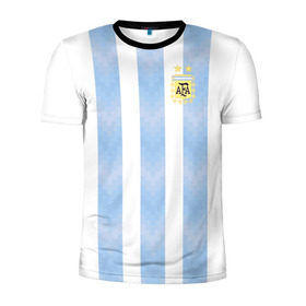 Мужская футболка 3D спортивная с принтом Сборная Аргентины в Петрозаводске, 100% полиэстер с улучшенными характеристиками | приталенный силуэт, круглая горловина, широкие плечи, сужается к линии бедра | аргентина | месси | сборная аргентины