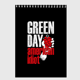 Скетчбук с принтом Green Day American Idiot в Петрозаводске, 100% бумага
 | 48 листов, плотность листов — 100 г/м2, плотность картонной обложки — 250 г/м2. Листы скреплены сверху удобной пружинной спиралью | green day | punk rock | билли джо армстронг | панк рок
