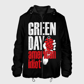 Мужская куртка 3D с принтом Green Day American Idiot в Петрозаводске, ткань верха — 100% полиэстер, подклад — флис | прямой крой, подол и капюшон оформлены резинкой с фиксаторами, два кармана без застежек по бокам, один большой потайной карман на груди. Карман на груди застегивается на липучку | green day | punk rock | билли джо армстронг | панк рок