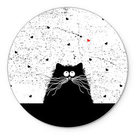 Коврик для мышки круглый с принтом Котик в Петрозаводске, резина и полиэстер | круглая форма, изображение наносится на всю лицевую часть | cats | kitty | кот | котик | сердечки cat | сердце