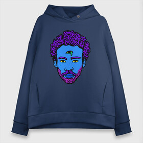 Женское худи Oversize хлопок с принтом Childish Gambino в Петрозаводске, френч-терри — 70% хлопок, 30% полиэстер. Мягкий теплый начес внутри —100% хлопок | боковые карманы, эластичные манжеты и нижняя кромка, капюшон на магнитной кнопке | childish gambino | donald glover | mcdj | rap | this is america | дональд гловер | рэп