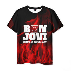Мужская футболка 3D с принтом BON JOVI в Петрозаводске, 100% полиэфир | прямой крой, круглый вырез горловины, длина до линии бедер | bon jovi | альтернативный хип хоп | группа | инди поп | музыка | музыкальное произведение | ноты | регги | рок | синти поп