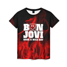 Женская футболка 3D с принтом BON JOVI в Петрозаводске, 100% полиэфир ( синтетическое хлопкоподобное полотно) | прямой крой, круглый вырез горловины, длина до линии бедер | bon jovi | альтернативный хип хоп | группа | инди поп | музыка | музыкальное произведение | ноты | регги | рок | синти поп