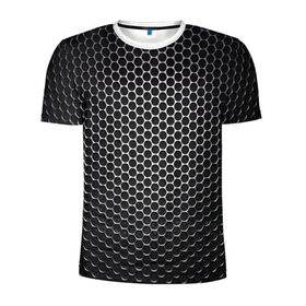 Мужская футболка 3D спортивная с принтом Кристаллическая решетка в Петрозаводске, 100% полиэстер с улучшенными характеристиками | приталенный силуэт, круглая горловина, широкие плечи, сужается к линии бедра | карбон | кристаллическая решетка | текстура