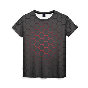 Женская футболка 3D с принтом Соты карбона в Петрозаводске, 100% полиэфир ( синтетическое хлопкоподобное полотно) | прямой крой, круглый вырез горловины, длина до линии бедер | карбон | соты | текстура