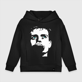 Детское худи Oversize хлопок с принтом Ian Curtis в Петрозаводске, френч-терри — 70% хлопок, 30% полиэстер. Мягкий теплый начес внутри —100% хлопок | боковые карманы, эластичные манжеты и нижняя кромка, капюшон на магнитной кнопке | ian curtis | joy division | rock | unknown pleasures | иэн кёртис | рок