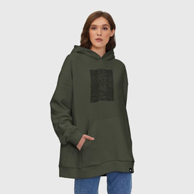 Худи SuperOversize хлопок с принтом Unknown Pleasures в Петрозаводске, 70% хлопок, 30% полиэстер, мягкий начес внутри | карман-кенгуру, эластичная резинка на манжетах и по нижней кромке, двухслойный капюшон
 | ian curtis | joy division | rock | unknown pleasures | иэн кёртис | рок