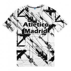 Мужская футболка 3D с принтом Атлетико Мадрид в Петрозаводске, 100% полиэфир | прямой крой, круглый вырез горловины, длина до линии бедер | атлетико мадрид