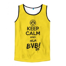 Мужская майка 3D с принтом Keep calm and Heja BVB в Петрозаводске, 100% полиэстер | круглая горловина, приталенный силуэт, длина до линии бедра. Пройма и горловина окантованы тонкой бейкой | Тематика изображения на принте: 09 | bvb | calm | heja | keep | боруссия | германия | дортмунд | клуб | сохраняй | спокойствие | фк | футбол | футбольный