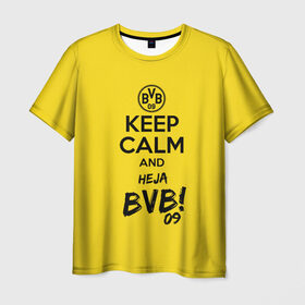 Мужская футболка 3D с принтом Keep calm and Heja BVB в Петрозаводске, 100% полиэфир | прямой крой, круглый вырез горловины, длина до линии бедер | Тематика изображения на принте: 09 | bvb | calm | heja | keep | боруссия | германия | дортмунд | клуб | сохраняй | спокойствие | фк | футбол | футбольный