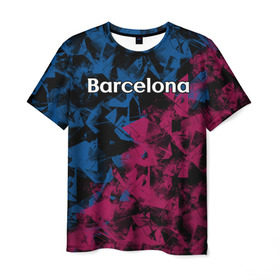 Мужская футболка 3D с принтом ФК Барселона в Петрозаводске, 100% полиэфир | прямой крой, круглый вырез горловины, длина до линии бедер | игра | испания | каталония | красный | лига | мяч | сборная | синий | форма | футбол | чемпион | черный