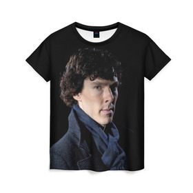 Женская футболка 3D с принтом Sherlock в Петрозаводске, 100% полиэфир ( синтетическое хлопкоподобное полотно) | прямой крой, круглый вырез горловины, длина до линии бедер | benedict | cumberbatch | sherlock | бенедикт | камбербатч | шерлок