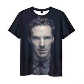 Мужская футболка 3D с принтом Cumberbatch в Петрозаводске, 100% полиэфир | прямой крой, круглый вырез горловины, длина до линии бедер | benedict | cumberbatch | sherlock | бенедикт | камбербатч | шерлок