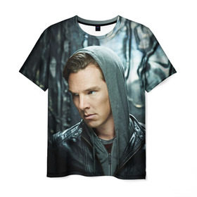Мужская футболка 3D с принтом Бени в Петрозаводске, 100% полиэфир | прямой крой, круглый вырез горловины, длина до линии бедер | benedict | cumberbatch | sherlock | бенедикт | камбербатч | шерлок