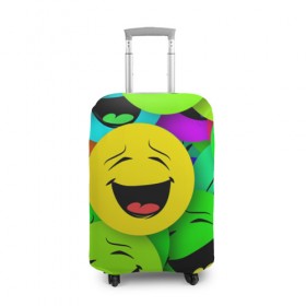Чехол для чемодана 3D с принтом Смайлы в Петрозаводске, 86% полиэфир, 14% спандекс | двустороннее нанесение принта, прорези для ручек и колес | веселые | веселые смайлики | настроение | позитив | разноцветные | смайлики | смайлы | смешные