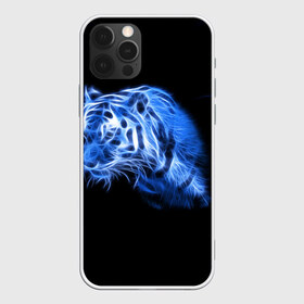 Чехол для iPhone 12 Pro Max с принтом Синий тигр в Петрозаводске, Силикон |  | tiger | большая кошка | огонь | пламя | тигр | хищник